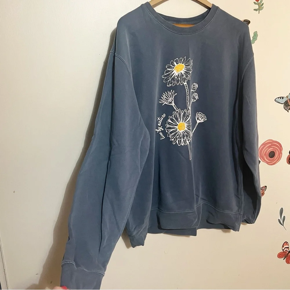 Daisy Graphic Women's Sweatshirt - Blue - Picture 2 of 7